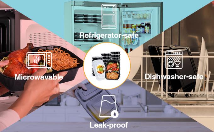 BPA Free | Stackable | Reusable Lunch Boxes, Microwave/Dishwasher/Freezer Safe,Portion Control 