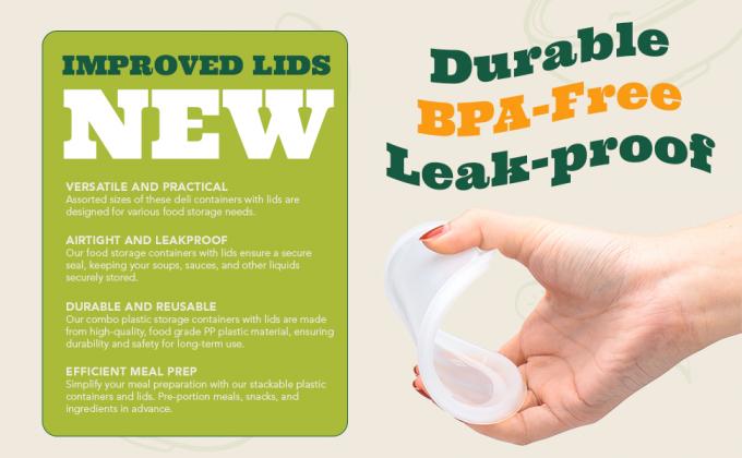 Pojemniki z kubkami Deli, pojemniki do jedzenia, pojemniki do zamrażarki do żywności, mikrofalówki, zmywarka naczynia bezpieczne, przyjazne dla środowiska 1