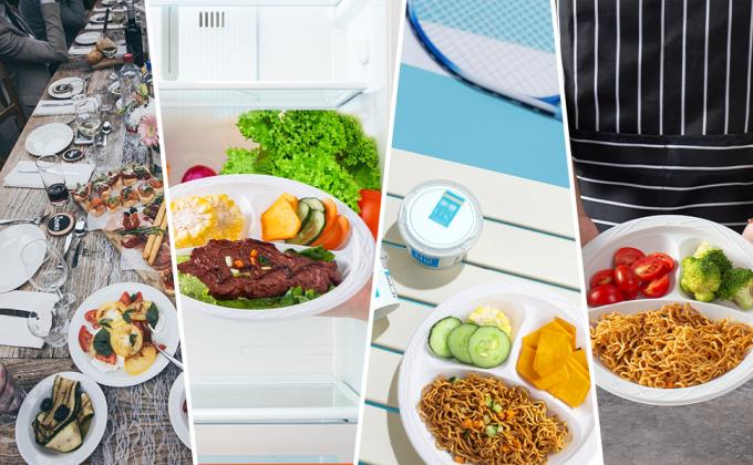 Białe talerze z tworzyw sztucznych, 9 cali 3 komory 150 opakowań Materiał klasy spożywczej 3