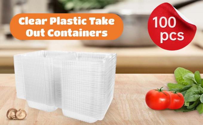 2 Clear Plastic Take Out Containers