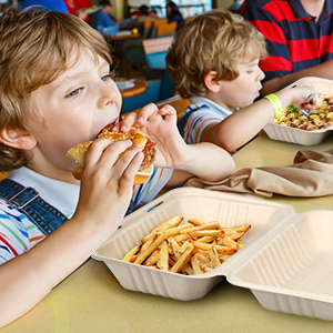 Clamshell Wyciągnij pojemniki z żywnością, 75 opakowań pojemniki jednorazowe do jedzenia, kompostowalne do jedzenia pudełka, biodegradowalne 2