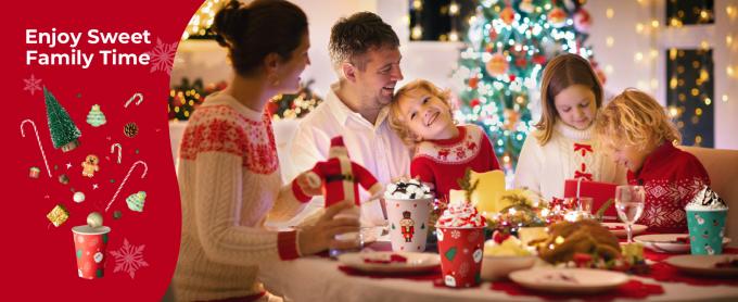 Świąteczne rękawy z papierowych kubków do kawy, jednorazowe faliste kartonowe kurtki pasujące 12oz, 16oz, 20oz, 24oz 4