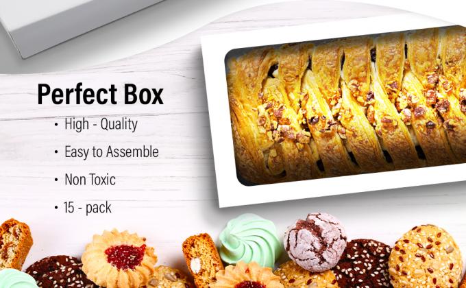 B08GYG2T2C Beautiful White PaperboardBakery Box treat boxes  pastry boxes with window cookies boxes
