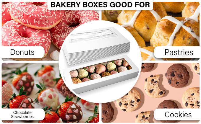B07WGJ8GGB ONE MORE Paperboard White Lock Corner Window Bakery Box  boxes with window  treat boxes