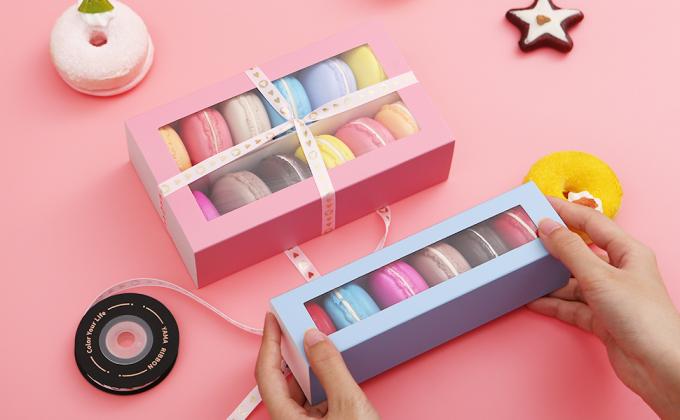 Macaron Boxes, Macaron Gift Box for 6, Macaron Packaging Boxes with Clear Window