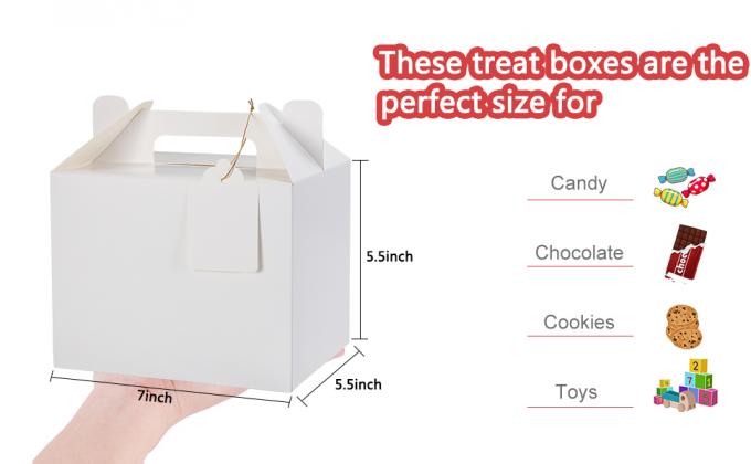 Białe pudełka na smakołyki, pudełka na imprezy, pudełka na prezenty, pudełka na urodziny dzieci, wesele, baby shower, z etykietą 2