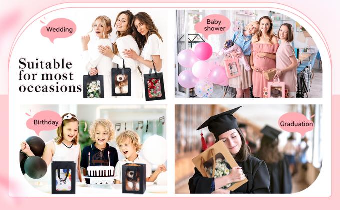 Torby z oknem 10x7x5 Torby prezentów na Dzień Matki propozycja cukierki prezent, imprezowe opakowanie prezentów 10