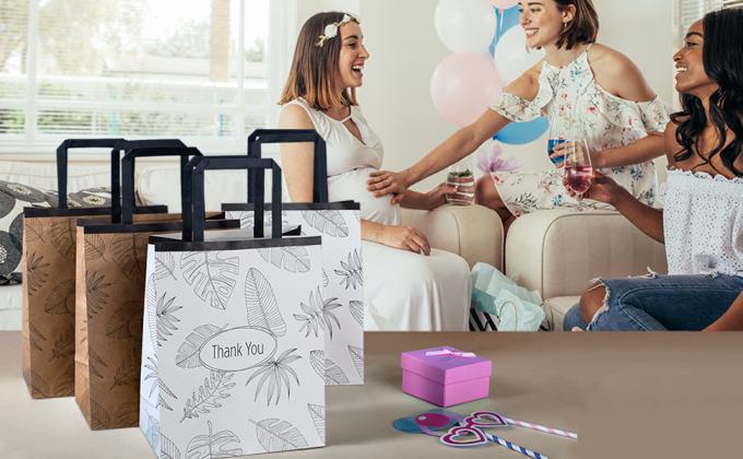 Holograficzne torebki z papieru foliowego z uchwytami, wielokrotnie używane torebki z podświetlonymi prezentami do prysznica dla dziecka, urodzin, ślubów 8