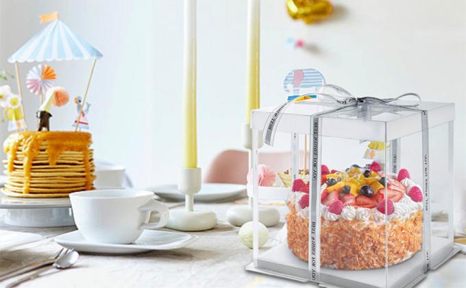 Pudełka do pakowania ciast Wysokie pudełka do ciast z pokrywką i wstążką 148ft Wysokie pudełka do ciast dla ciast dla 4-calowej podwójnej warstwy 0