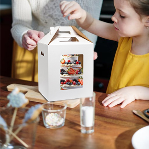 Wysokie pudełka do ciast 4 Paczka 12x12x14 Pudełka do ciast 12 cali - Jednorazowy duży pojemnik do przewozu ciast 5