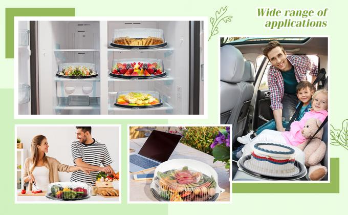 Pojemniki jednorazowe z pokrywkami do jedzenia Pojemniki do podawania czarny plastikowy okrągły talerz z przejrzystą pokrywką papieru woskowego 4