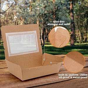 40 oz Pojemniki na jedzenie (50 opakowań) Jednorazowe pojemniki na żywność z papieru Kraft 9