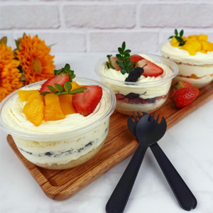 ice cream cups with spoons