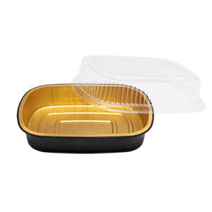 50 Oz Owalne folie aluminiowej Pans z Snap-On pokrywy Wyjściowe Pans z przezroczyste PET kopuły pokrywy 2X grubsza Heavy Duty wielokrotnie używalne 1