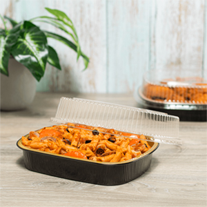 50 Oz Owalne folie aluminiowej Pans z Snap-On pokrywy Wyjściowe Pans z przezroczyste PET kopuły pokrywy 2X grubsza Heavy Duty wielokrotnie używalne 2