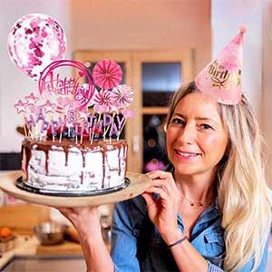 Urodzinowy zestaw ciastek z napisem "Happy Birthday Cupcake Topper" 4