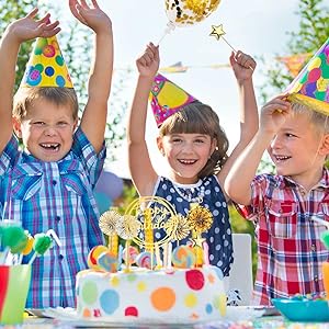 Zestaw dekoracji ciastka Glitter akrylowy Urodziny ciastka konfetti Balon papierowy Fani gwiazdy fajerwerki 5