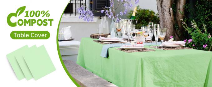 Kompostowalne obrusy stołowe do stawek prostokątnych 73'X104' Obrusy stołowe na zewnątrz, imprezy, pikniki, ślubne zielone 0