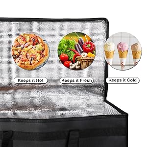 Wyposażone worki do dostaw żywności, XXXL Wyposażone wielokrotnie używalne chłodniczki spożywcze/worki grzewcze, worki do zakupów/podróży/przewozów 18