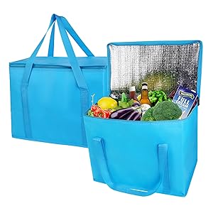 Wyposażone worki do dostaw żywności, XXXL Wyposażone wielokrotnie używalne chłodniczki spożywcze/worki grzewcze, worki do zakupów/podróży/przewozów 23