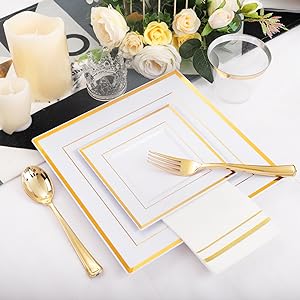 Gold Square Plastic Plates