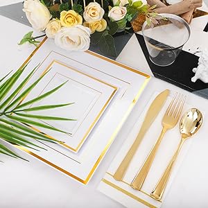 Gold Square Plastic Plates