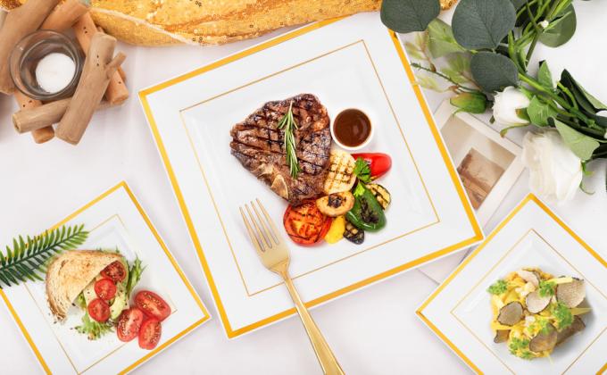 gold disposable plate