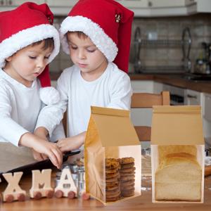treat bags bakery bags with window bakery bread candy bags cookie bags for packaging brown kraft bag
