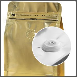 Złota folia aluminiowa o wysokiej barierze płaski dno stojące ziarna kawy worki do przechowywania, wielokrotnie używalny zamykacz boczny 0