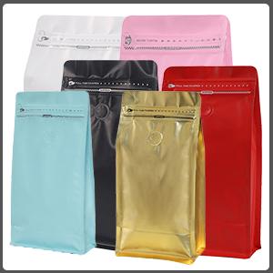 Złota folia aluminiowa o wysokiej barierze płaski dno stojące ziarna kawy worki do przechowywania, wielokrotnie używalny zamykacz boczny 4