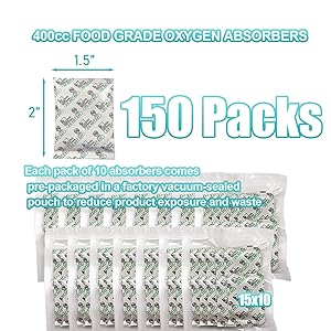 Worki Mylar do przechowywania żywności z absorbentami tlenu i etykietami, grubość 10 mil 3 rozmiary (1 galon, 1 kwart, 1/2 litra) 3