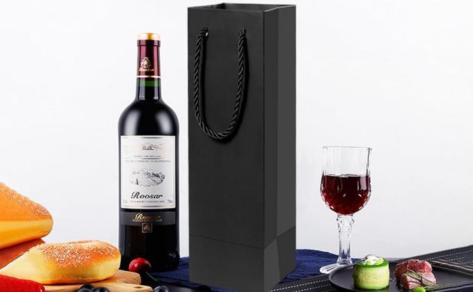 Black Wine Gift Bag, Wine Tote Bags Bulk Kraft Paper Bag with Handles