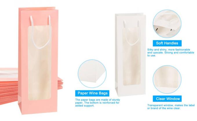 Winiarskie torebki z rękawami, papierowe torebki z winem z przejrzystym oknem 1