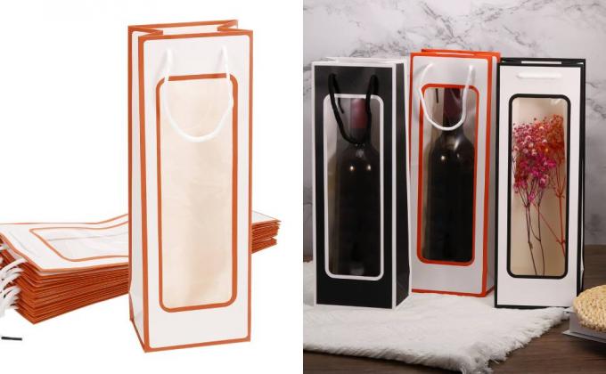 Winiarskie torebki z rękawami, papierowe torebki z winem z przejrzystym oknem 2
